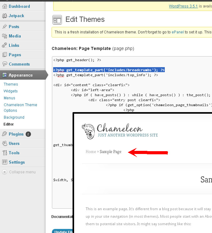 Elegant Themes - Remove Breadcrumbs