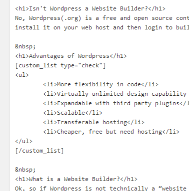 Wordpress HTML