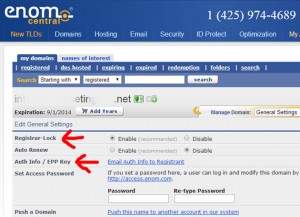 Domain Lock & EPP Key