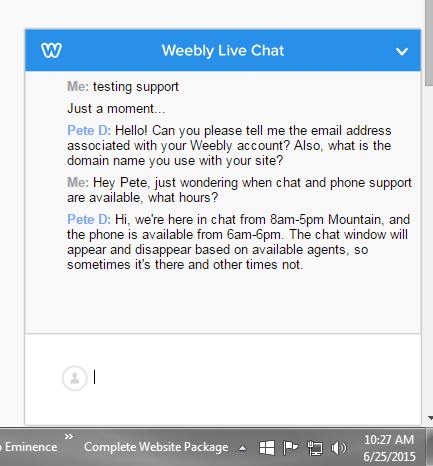 Weebly Support Live Chat