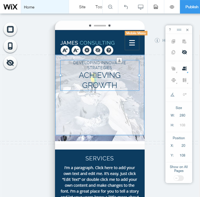 Wix Mobile View