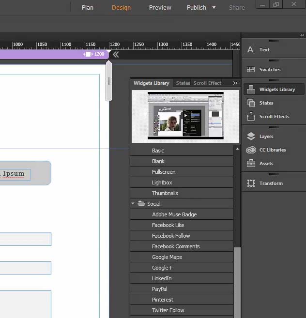 Ширина сайта в adobe muse