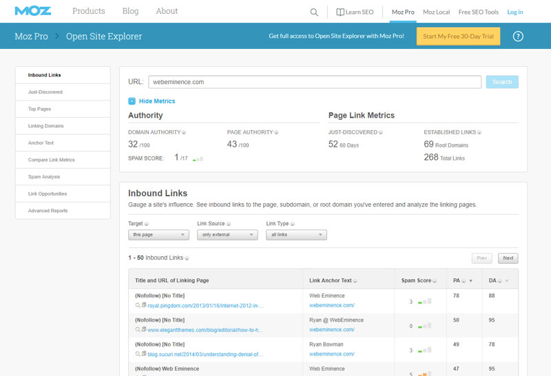 Moz Opensiteexplorer