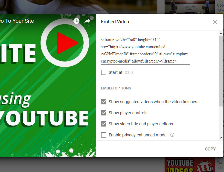 Embed Youtube Code