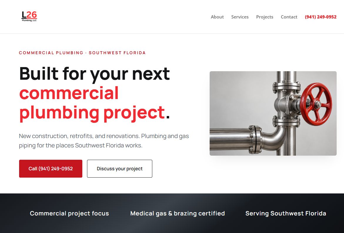 L26 Plumbing website design