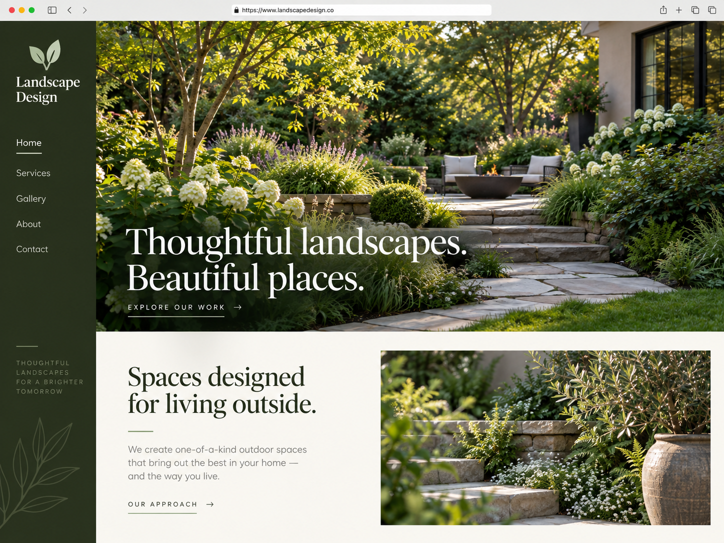 Example landscaping website mockup